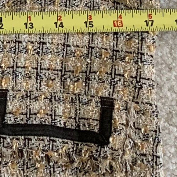 πHPπ Vintage Tweed Fringe Hem Blazer Size 4 Lined, Brown Tan & Cream - Picture 8 of 15